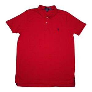 US Polo Assn Red Slim Fit Polo Shirt XL 100% Cotton Short Sleeve Mens Top
